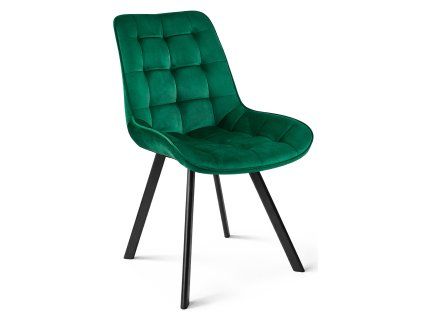 Moderní jídelní židle SORIA VELVET zelená s černými nohami