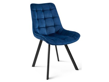 Moderní jídelní židle SORIA VELVET modrá s černými nohami
