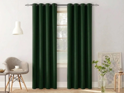 Tmavě zelený závěs OXFORD LIGHT 140x270 cm s elegantním splývavým vzhledem