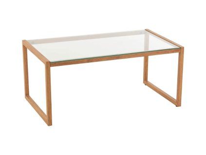 Kovový konferenční stolek NATURELE se skleněnou deskou 90x50 cm, hnědý