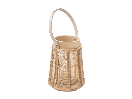 Lucerna s flitry CONE GLAM 22 cm přírodní s elegantním kuželovým designem