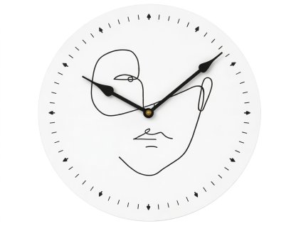 Nástěnné hodiny LINE FACE 29 cm, bílé