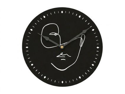 Nástěnné hodiny LINE FACE 29 cm, černé