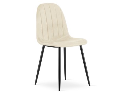 Jídelní židle PADVA VELVET s černými nohami, světle béžová do moderní jídelny s elegantním čalouněním
