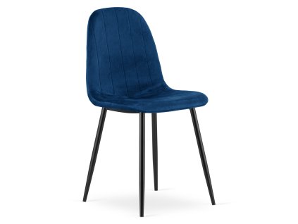 Jídelní židle PADVA VELVET s černými nohami, modrá do moderní jídelny s elegantním sametovým čalouněním