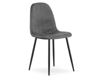 Jídelní židle PADVA VELVET s černými nohami, tmavě šedá do moderní jídelny s elegantním sametovým čalouněním