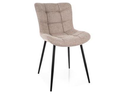 Čalouněná jídelní židle ZEVORI, černá/béžová s elegantními kovovými nohami