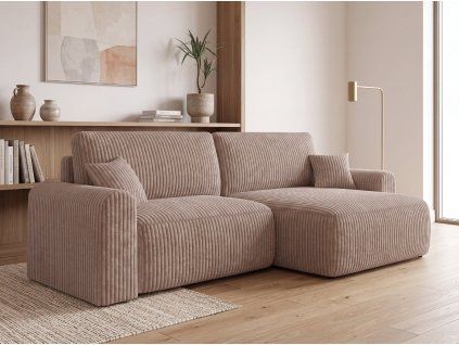 Rozkládací oboustranná sedací souprava do L NORDEN TILIA 250x140 cm světle hnědá s moderním designem