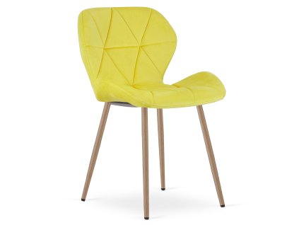 Jídelní židle MANGO VELVET, žlutá s dřevěnými nohami