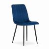 Modrá sametová židle LAVA s černými nohami – moderní design do jídelny