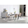 Sametová béžová židle BERA s moderním designem a černými nohami