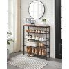 Stylový botník TAYLOR, industriální design, pojme 16 párů bot, černá konstrukce, hnědá deska