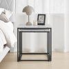 Elegantní konferenční stolky QUADRO, dekor bílý mramor, černý rám