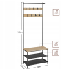 Praktická předsíňová stěna LOFT 180 cm s věšáky a policemi, černá/dub sonoma