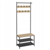 Kovová předsíňová stěna LOFT 180 cm v černé barvě s dekorem dub sonoma