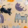 Povlečení mikroplyš PURRSLEEP béžové s kočičím potiskem pro příjemný spánek