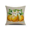 Povlak na polštář LEMON BLOOM 45x45 cm, béžový, proužky, motiv citronů a květů, zip pro snadnou údržbu, svěží design.