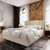 Komfortní boxspring postel MERALIS 140x200 cm v béžové barvě