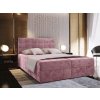 Luxusní čalouněná postel boxspring GLORIEN VELVET 180x200 cm růžová