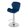 Designová barová židle WEST VELVET modrá s otočným sedákem