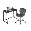 Set do pracovny ZARIMO stůl 80x40 cm černý + křeslo AVOLA VELVET šedé