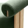 Křeslo HANNA zelené – měkký sedák, výrazný design, dubové prvky