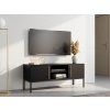 TV stolek LANZZI černý s dvířky a policemi, rozměr 120x40 cm