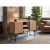 Designová komoda se skříňkami VALMOR 90x127 cm, dekor dub s lamelami