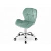 Ergonomické mentolové kancelářské křeslo AVOLA VELVET s kovovou konstrukcí