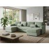 Stylová světle zelená sedací souprava do U VENORIA 285x146 cm