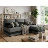 Elegantní sedací souprava do L VALERIO SLIM 200x140 cm tmavě šedá/antracitová