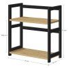 Designová stolní police NORDEKO 41x41 cm černá / dub artisan na organizaci pracovního stolu