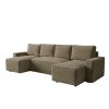 Elegantní sedací souprava do U SMART BOUCLE 303x143 cm tmavě béžová s funkcí lůžka