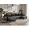 Rozkládací sedací souprava do U VALERIO 305x140 cm tmavě šedá/antracitová moderní design