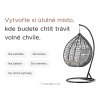 Elegantní šedé závěsné křeslo KOKON se stojanem a zeleno-bílým polštářem pro relaxaci
