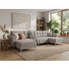 Rozkládací sedací souprava do U SILVIANO 300x140 cm šedá + 2 polštářky zdarma