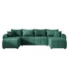 Stylová sedací souprava SEVIO 311x145 cm lahvově zelená do U + 2 polštářky zdarma