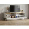 Elegantní TV stolek ALVIN 135 cm bílá/zlatá s čistými liniemi