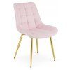 Růžová sametová židle BERA se zlatými nohami elegantní design do jídelny