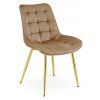 Hnědá sametová židle BERA se zlatými nohami elegantní design do jídelny