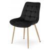 Minimalistická černá sametová židle BERA s elegantním vzhledem