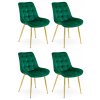 Luxusní sametová židle BERA zelená se zlatými nohami a elegantním designem