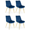 Luxusní sametová židle BERA tmavě modrá se zlatými nohami a elegantním designem