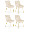 Luxusní sametová židle BERA světle béžová se zlatými nohami a elegantním designem