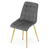 Tmavě šedá designová židle SPLIT VELVET se zlatými nohami