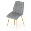 Světle šedá designová židle SPLIT VELVET se zlatými nohami