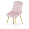 Světle růžová designová židle SPLIT VELVET se zlatými nohami