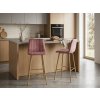 Designová barová židle POZZA VELVET růžová se sametovým potahem