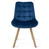 Designová jídelní židle SORIA VELVET modrá s přírodními nohami