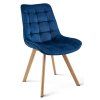 Elegantní jídelní židle SORIA VELVET modrá s dřevěnými nohami
